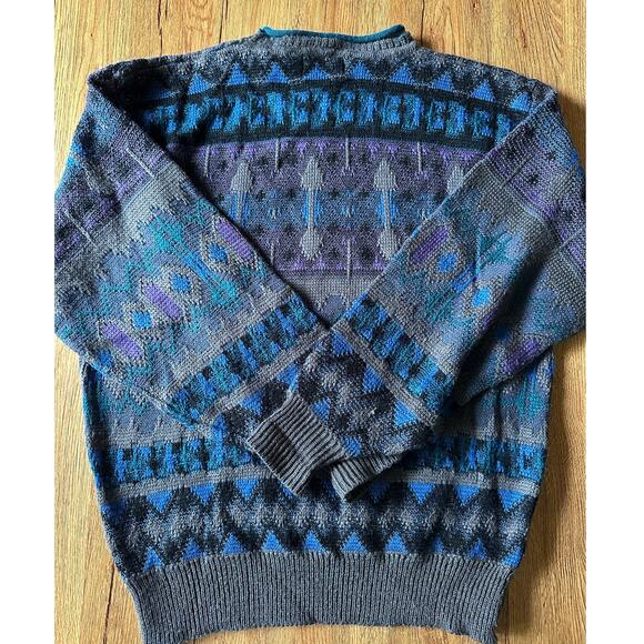 Expressions International Vtg Chunky Multi Patterned Sweater Size Large - Picture 6 of 6